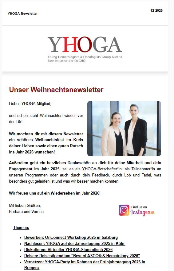 Abbildung des YHOGA-Newsletter Dezember 2025