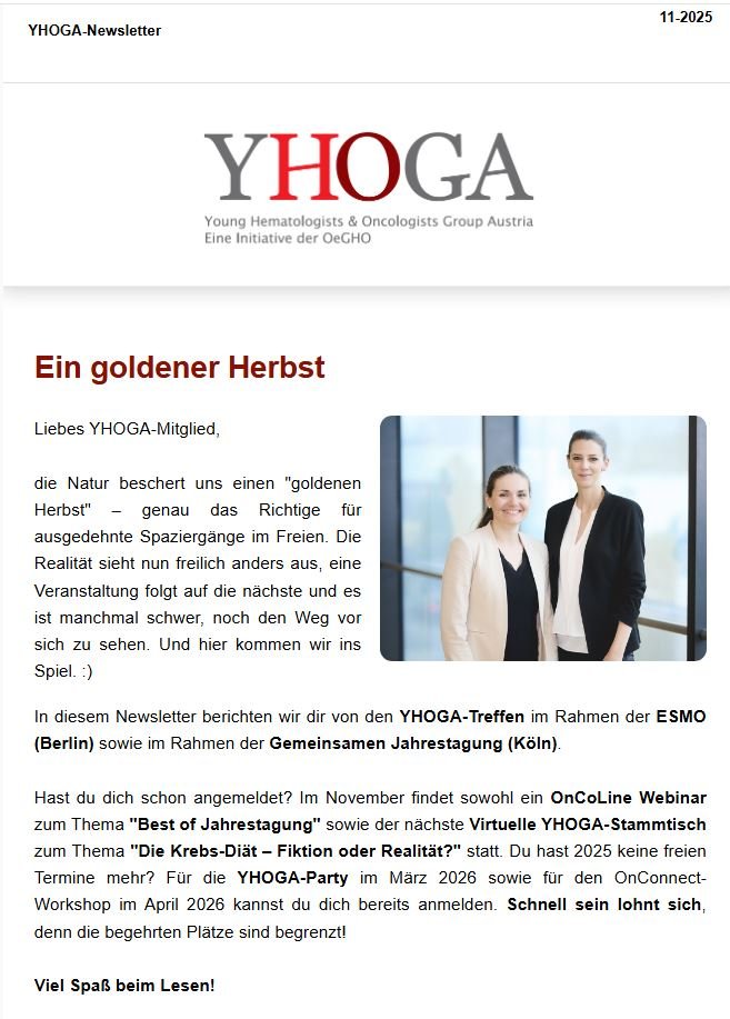 Abbildung des YHOGA-Newsletter von November 2025